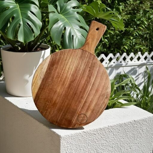 Amra Farms Round Wooden Pizza Platter - Serving and Cutting Board