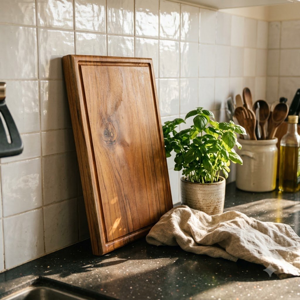 Single Block Teak Wood Butcher Block by Amra Farms – view 2