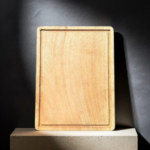 Single block mango wood chopping board, 40 x 30 x 2 cm, durable handcrafted kitchen cutting board for chopping, slicing, and serving
