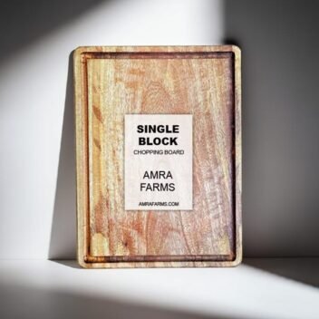 Premium single block mango wood serving and chopping board, rectangular, handcrafted and durable for kitchen use and entertaining