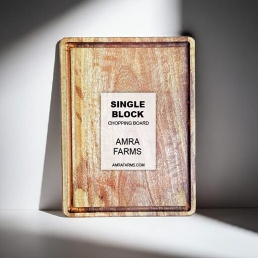 Premium single block mango wood serving and chopping board, rectangular, handcrafted and durable for kitchen use and entertaining