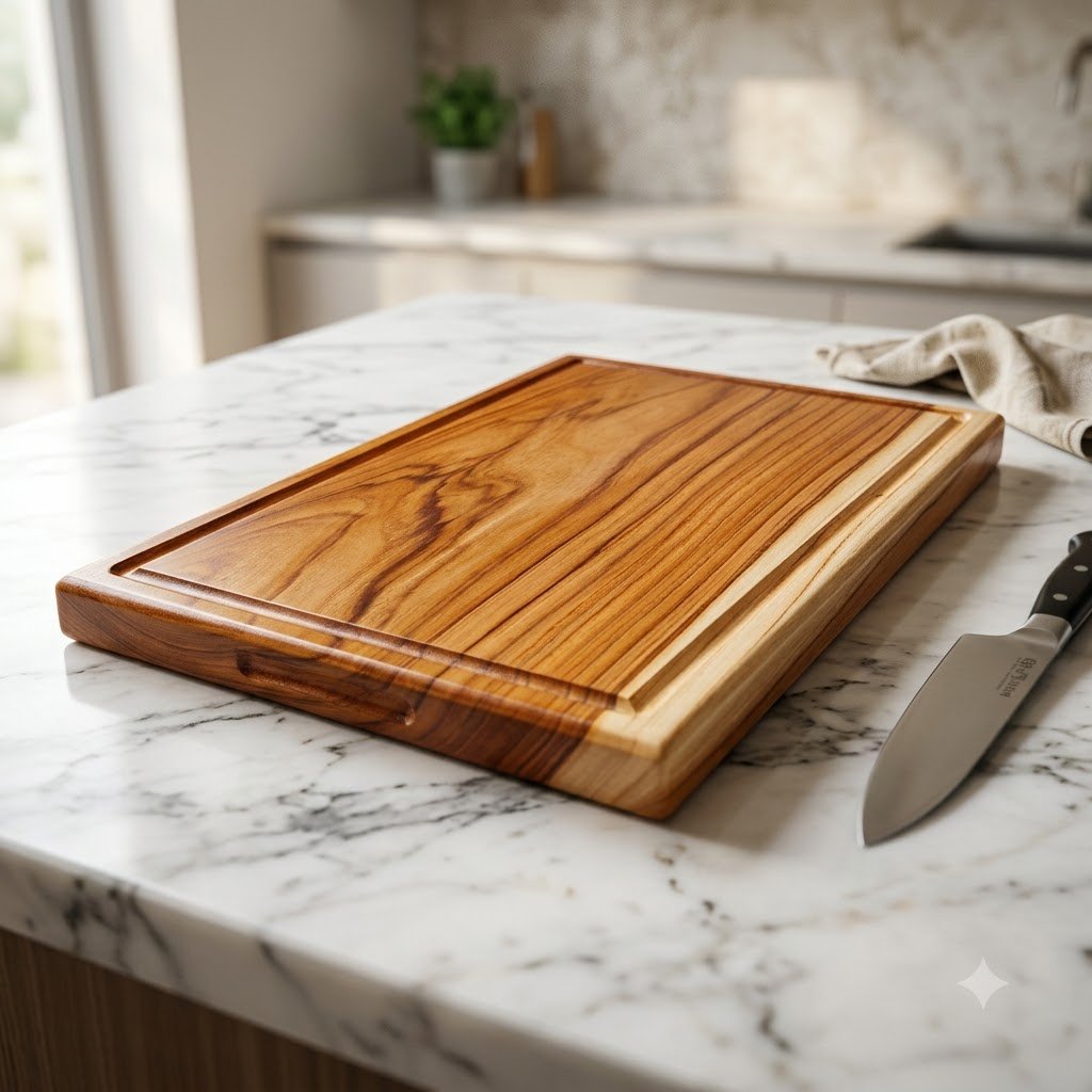 Teak Wood Chopping board | Single Block Teak Wood 10x16x1 Inch – Rectangular Edge Grain Cutting Board