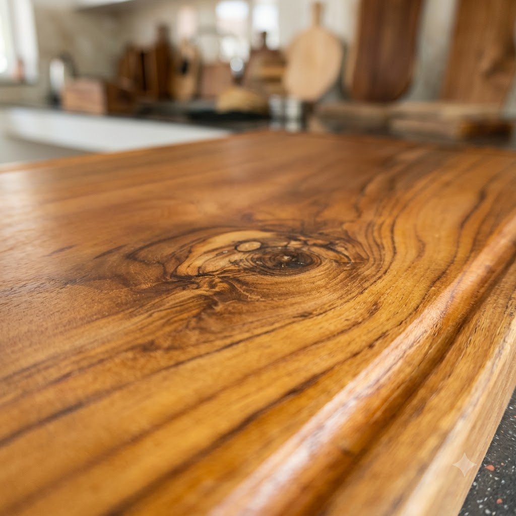 Single Block Teak Wood Butcher Block by Amra Farms – view 8