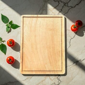 Mango wood single-block butcher block chopping board by Amra Farms for vegetables and kitchen use