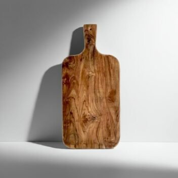 Large teak wood charcuterie board and platter tray, 45 x 35 x 1.5 cm, natural aged teak wood with knife-friendly surface