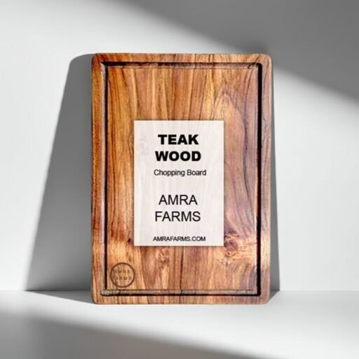 Solid teak wood cutting board with juice grooves, durable and knife-friendly kitchen board for meat carving and food prep