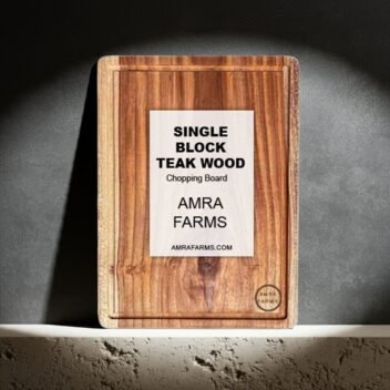 Extra thick teak wood chopping board, 40 x 30 x 2 cm, durable and knife-friendly kitchen cutting board with built-in handle