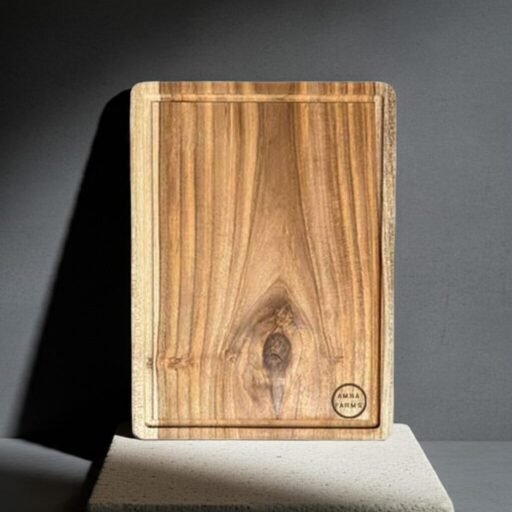 Single Slab Teak Wood Chopping Board – Premium Solid Block Handcrafted Cutting Board for Kitchen, Serving & Charcuterie