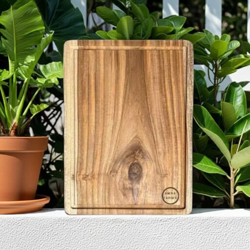 Premium Teak Wood Chopping Board – Single Solid Block Amra Farms | Luxury Wooden Cutting Board for Kitchen, Serving & Charcuterie
