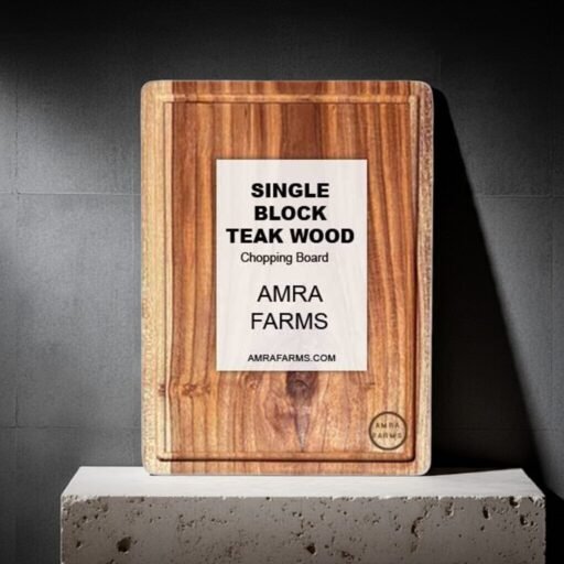 Amra Farms Single Slab Teak Cutting Board – Sustainable Hardwood Kitchen Board for Chopping & Serving