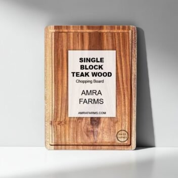 Teak wood steak cutting and serving board, 40 x 30 x 2 cm, durable and knife-friendly carving board with rustic style