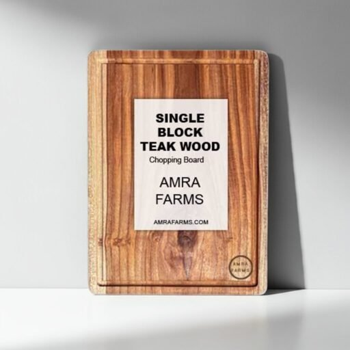Teak wood steak cutting and serving board, 40 x 30 x 2 cm, durable and knife-friendly carving board with rustic style