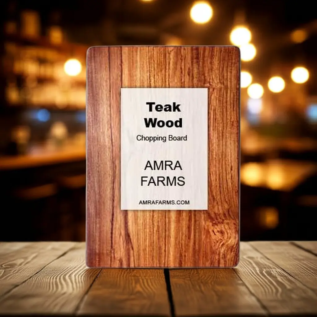 minimalist teak cutting board with smooth natural grain finish