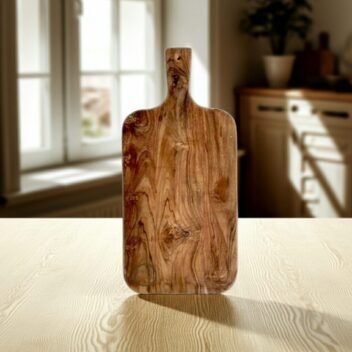 Elegant teak wood cheese board by Amra Farms, premium wooden serving tray for cheese, crackers, fruits and appetizers