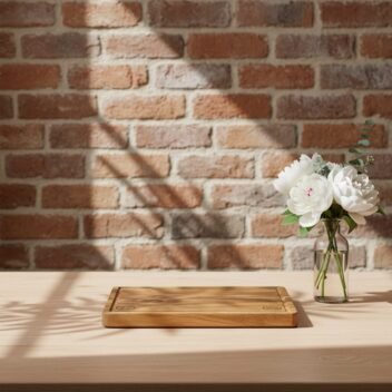 Amra Farms single-block Malabar teak wooden steak cutting and serving board for meat and barbecue preparation