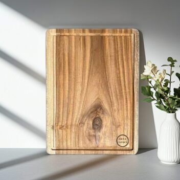 Single-block Malabar teak steak cutting and serving board by Amra Farms for meat, BBQ, and kitchen prep