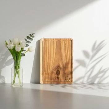 Single-block Malabar teak steak cutting and serving board by Amra Farms for meat, BBQ, and premium kitchen use