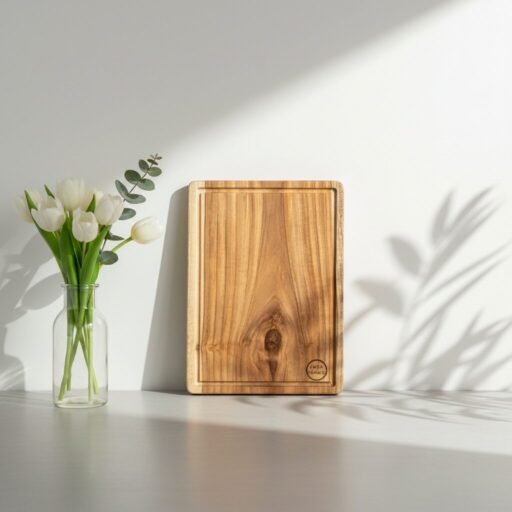 Single-block Malabar teak steak cutting and serving board by Amra Farms for meat, BBQ, and premium kitchen use