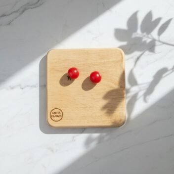 Amra Farms small wooden cutting board, mini teak chopping board for garlic ginger herbs and cocktail garnish prep
