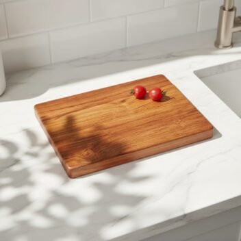 Thin extra-large teak wood vegetable cutting board, lightweight wooden chopping board for kitchen and meal prep by Amra Farms