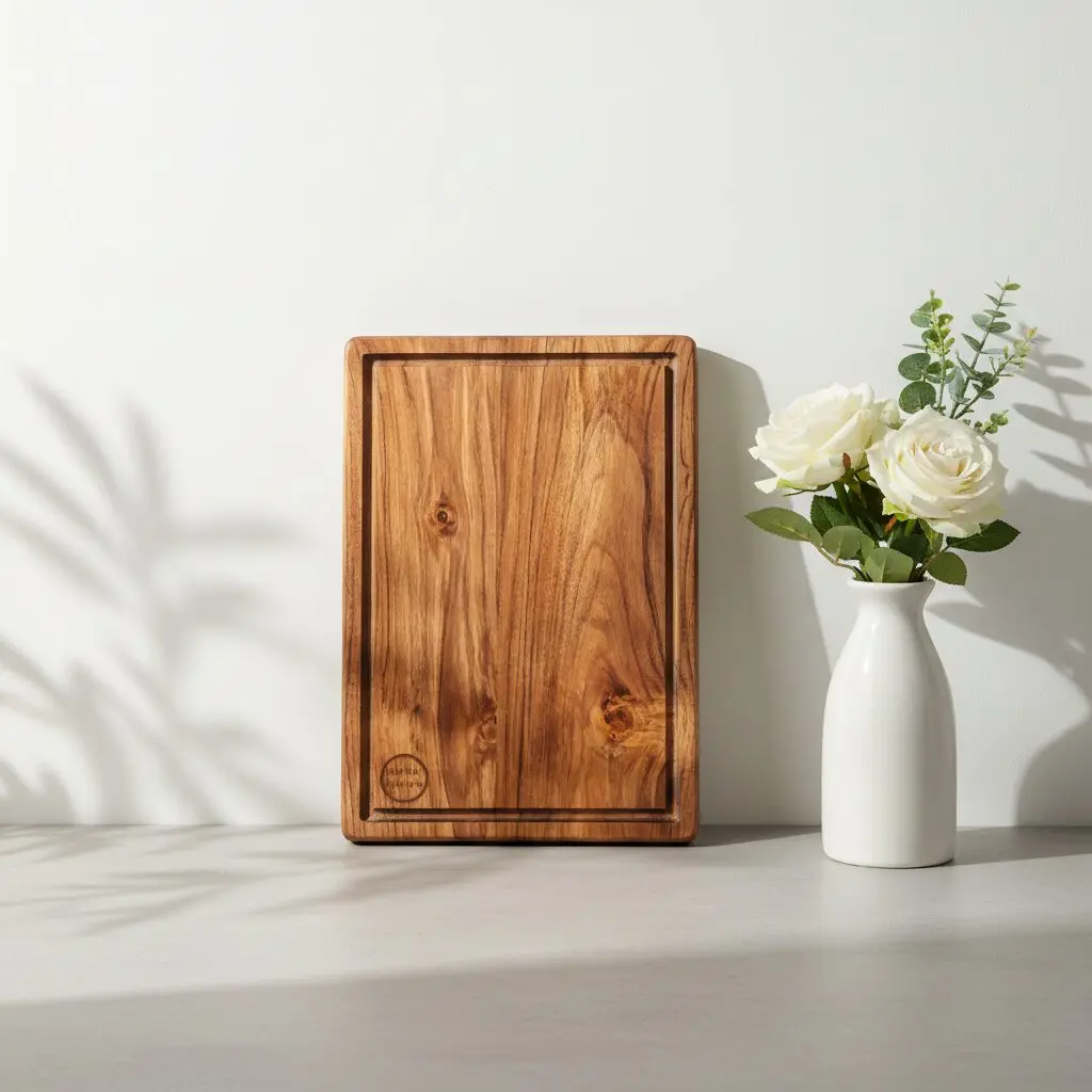 Amra Farms large hardwood teak chopping board – heavy-duty wooden butcher board for meat cutting and vegetable preparation
