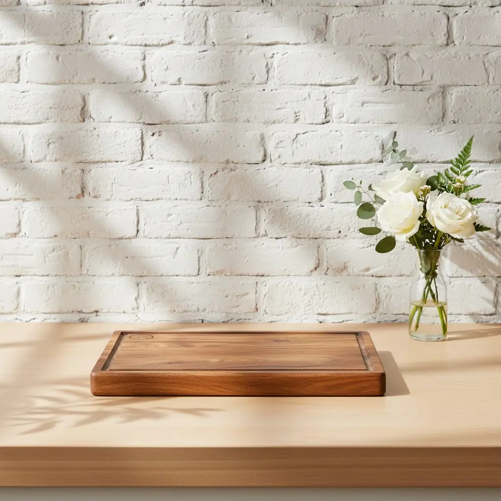 Amra Farms large teak wood meat chopping board – durable hardwood butcher board for kitchen meat and vegetable prep