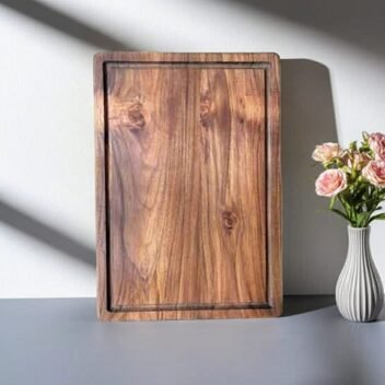 Amra Farms solid teak wood cutting board – durable wooden chopping board with juice grooves for meat and kitchen prep