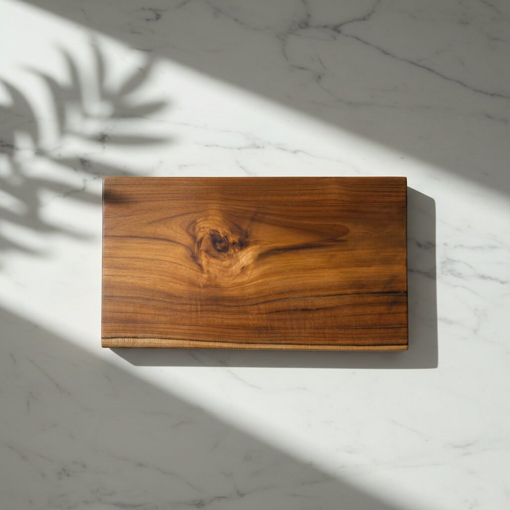 Single Block Chopping Board 14×7×.75 Inch – Rectangular  Teak Wood Edge Grain Cutting Board
