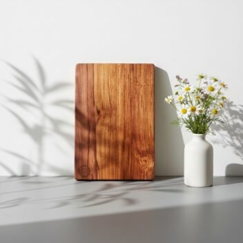 Thin extra-large teak wood vegetable cutting board, lightweight durable wooden chopping board for kitchen and meal prep by Amra Farms