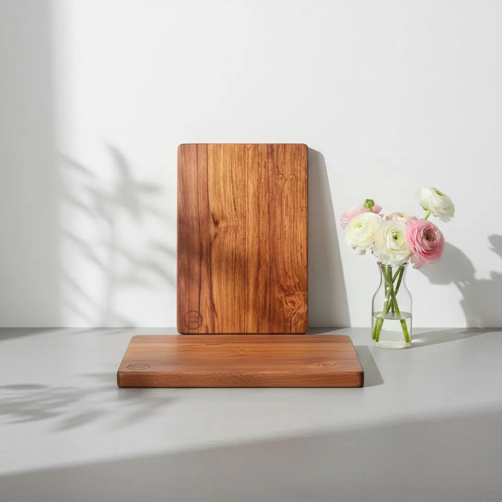 Thin extra-large teak wood vegetable cutting board, lightweight wooden chopping board for daily kitchen meal prep