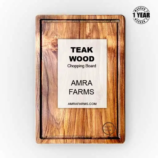 Teak chopping board with juice grooves