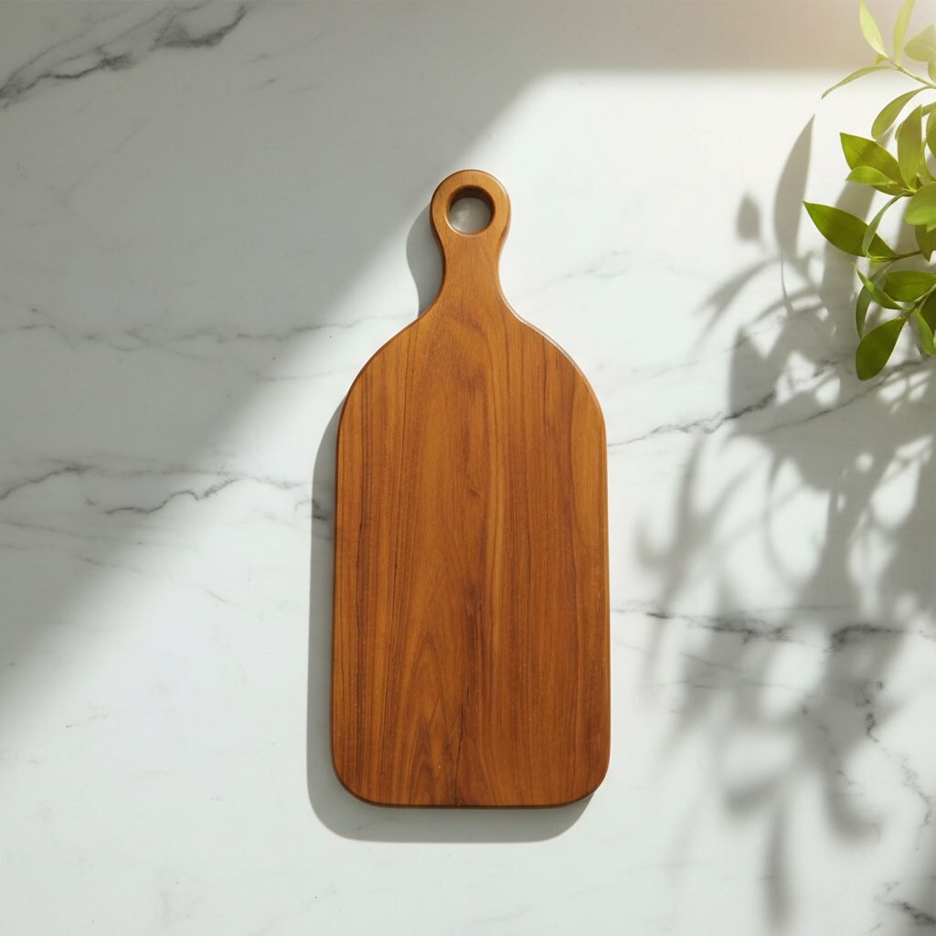 20×7×1 inch teak wood paddle cutting board with hanging hole
