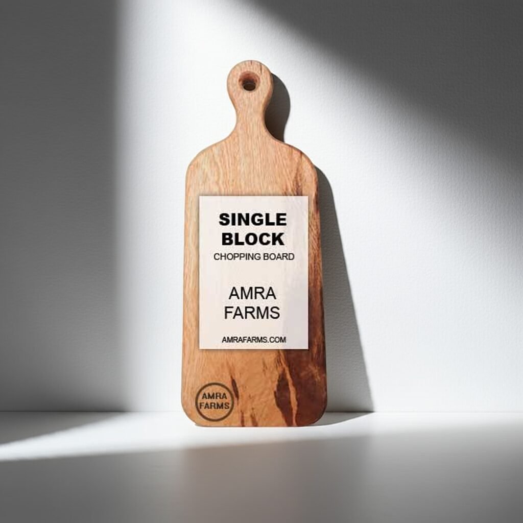 "Premium mango wood cutting board with convenient handle"