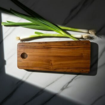 Small Rustic Teak Wood Cutting Board with Handle 7x14x.75 inch – Wooden Chopping Board | Amra Farms - Image 6