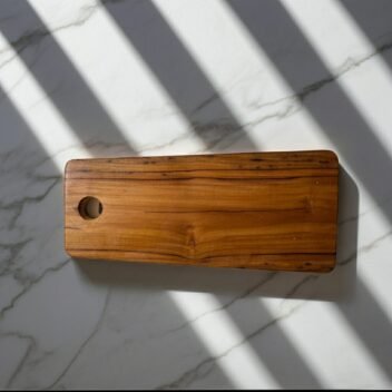 Small Rustic Teak Wood Cutting Board with Handle 7x14x.75 inch – Wooden Chopping Board | Amra Farms - Image 2