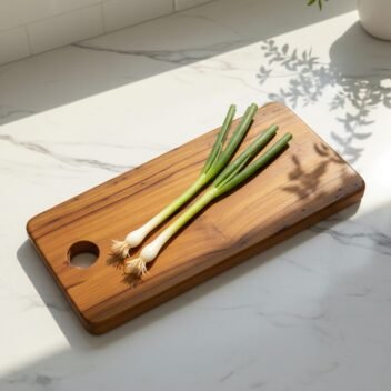 Small Rustic Teak Wood Cutting Board with Handle 7x14x.75 inch – Wooden Chopping Board | Amra Farms - Image 3