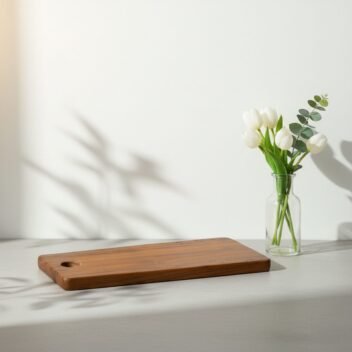 Small Rustic Teak Wood Cutting Board with Handle 7x14x.75 inch – Wooden Chopping Board | Amra Farms - Image 4