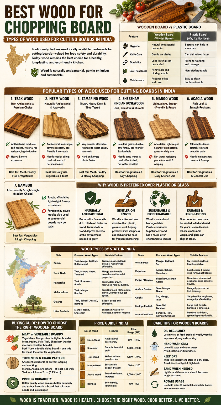 Best Wood for Chopping Board : Types of wood used for cutting boards in India
