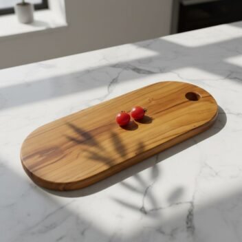 Small Rustic Teak Wood Cutting Board with Handle 16x7 inch – Wooden Chopping Board - Image 2