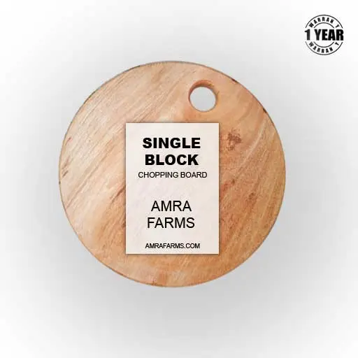 Rustic round wooden board for cutting and serving