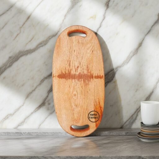 "Eco-friendly small mango wood tray with rustic finish"