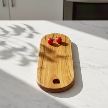 Small Rustic Teak Wood Cutting Board with Handle 16x7 inch – Wooden Chopping Board - Image 3