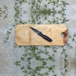 Artisan rectangular cutting board with handle hole