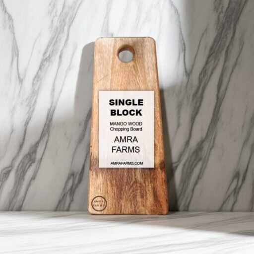 "Small wooden cutting board with handle – wide and narrow end sizes"