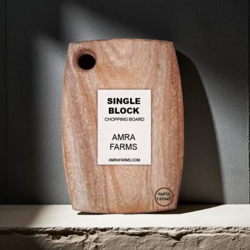 "Rustic mango wood cutting and serving board with natural grain finish"
