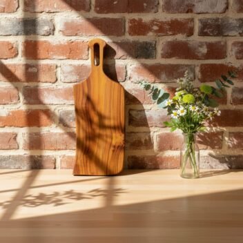 Handcrafted Mini Wooden Chopping Board with Handle 19×7×1 Inch – Small Serving Board | Amra Farms - Image 6