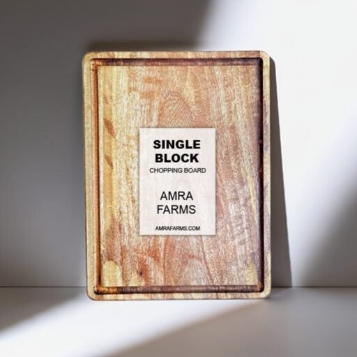 Handmade small rectangular mango wood board from India, ideal for chopping, slicing, and serving