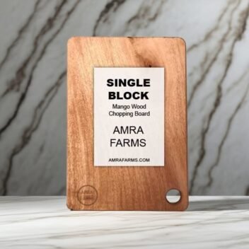 XL single-block wooden cutting board made of natural mango wood, 45 x 30 x 2 cm, sturdy kitchen chopping board with handle hole