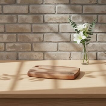 Handmade Small Mango Wood Cutting Board with Handle by Amra Farms, Wooden Chopping & Serving Board for Meat, Vegetables, and Kitchen Prep 34x24x2 cm
