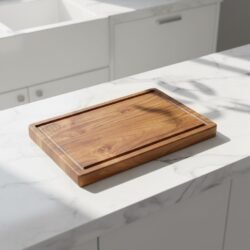 Amra Farms Single Block Teak Wood Butcher Block 10x16x2 Inch: Meat Cutting Wooden Board